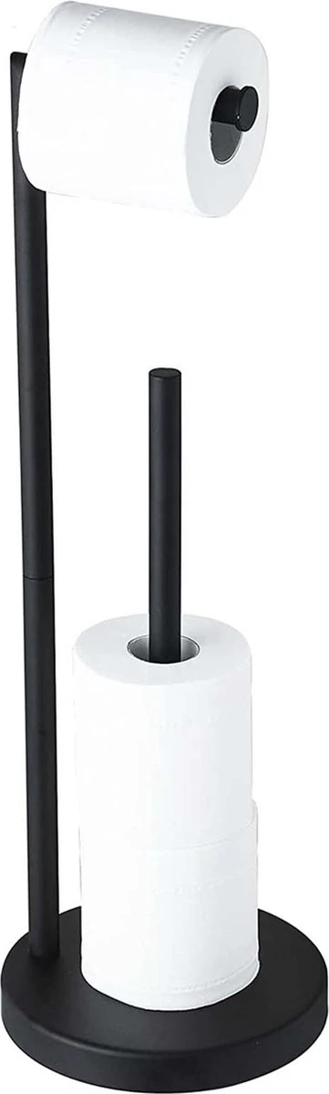 VDN Stainless Wc Rolhouder Staand - Wc Rolhouder Zwart - Toiletrolhouder En Reserverolhouder - RVS - Geschikt Voor 3+1 WC Papier Rollen - 2 In 1 1 VDN Stainless Wc Rolhouder Staand - Wc Rolhouder Zwart - Toiletrolhouder En Reserverolhouder - RVS - Geschikt Voor 3+1 WC Papier Rollen - 2 In 1