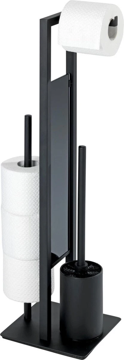 WENKO Toiletbutler Rivalta Zwart - Toiletborstel Met Houder, Toiletrolhouder En Reserverolhouder 17 WENKO Toiletbutler Rivalta Zwart - Toiletborstel Met Houder, Toiletrolhouder En Reserverolhouder - Afbeelding 17