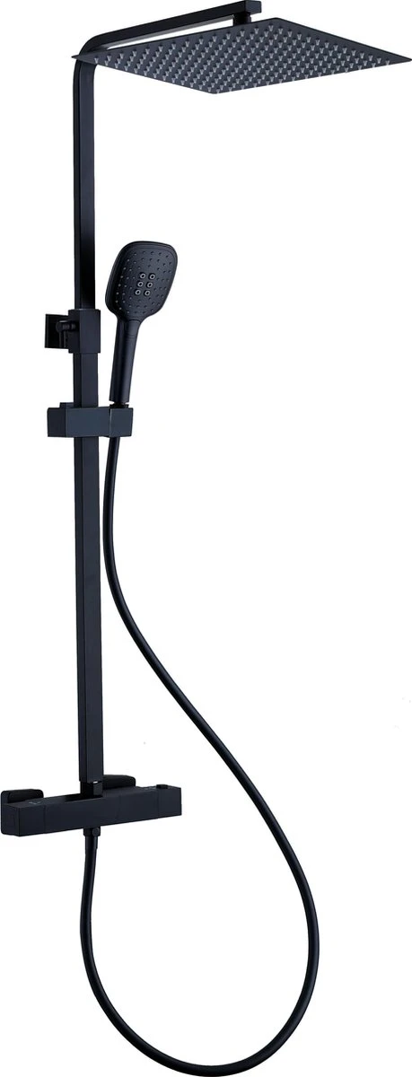 Viidako Kimii Doucheset Opbouw Compleet – Mat Zwart – Vierkant 30 Cm X 30 Cm - Sedal Binnenwerk -Thermostaatkraan – Zeer Goede Kwaliteit – RVS En Messing – Design 3 Viidako Kimii Doucheset Opbouw Compleet – Mat Zwart – Vierkant 30 Cm X 30 Cm - Sedal Binnenwerk -Thermostaatkraan – Zeer Goede Kwaliteit – RVS En Messing – Design - Afbeelding 3