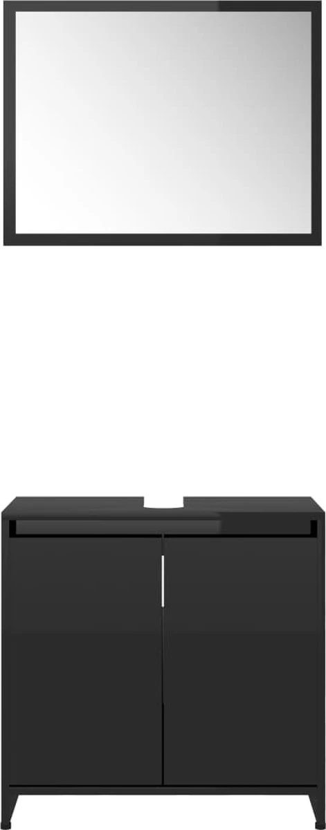 Furniture Limited - 4-delige Badkamermeubelset Bewerkt Hout Hoogglans Zwart 6 Furniture Limited - 4-delige Badkamermeubelset Bewerkt Hout Hoogglans Zwart - Afbeelding 6