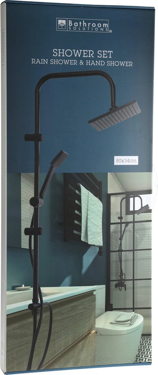 Relaxwonen - Regendouche Set Zwart Met Handdouche - Extra Stevig 3 Relaxwonen - Regendouche Set Zwart Met Handdouche - Extra Stevig - Afbeelding 3