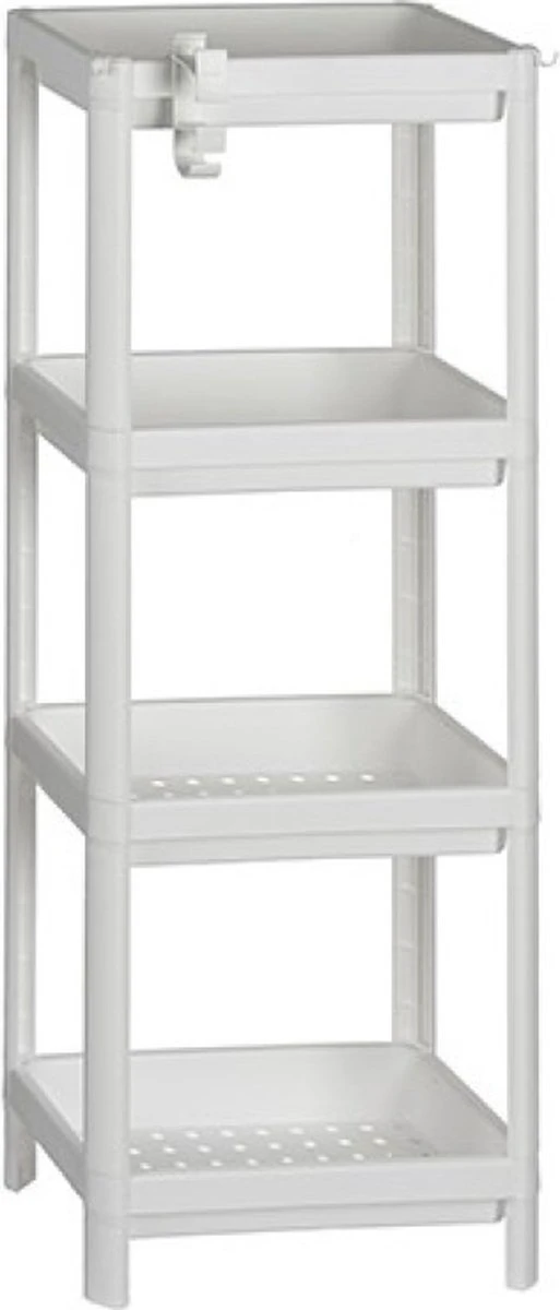 Badkamerrek/opbergkast Wit Kunststof 4-laags 36 X 23 X 100 Cm - Handdoeken En Toiletspullen Badkamerrekjes 1 Badkamerrek/opbergkast Wit Kunststof 4-laags 36 X 23 X 100 Cm - Handdoeken En Toiletspullen Badkamerrekjes