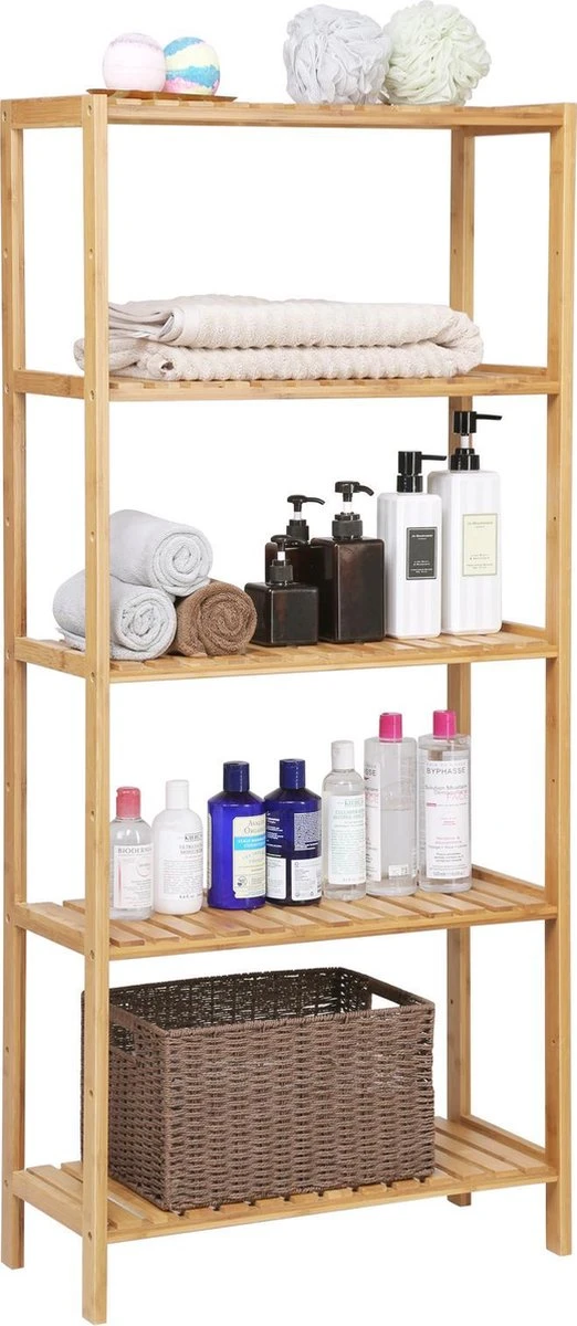Songmics Badkamer Rek Met 9 Niveaus – Opbergrek Met Verstelbare Planken – Badkamerkast - Bamboe 1 Songmics Badkamer Rek Met 9 Niveaus – Opbergrek Met Verstelbare Planken – Badkamerkast - Bamboe
