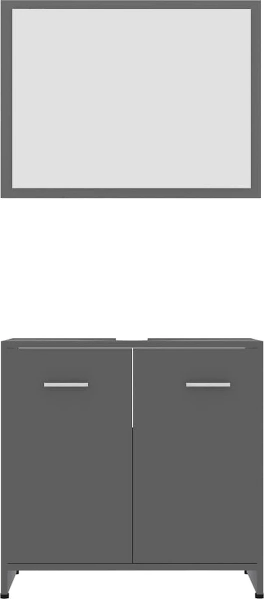 Decoways - Badkamermeubelset Spaanplaat Grijs 7 Decoways - Badkamermeubelset Spaanplaat Grijs - Afbeelding 7
