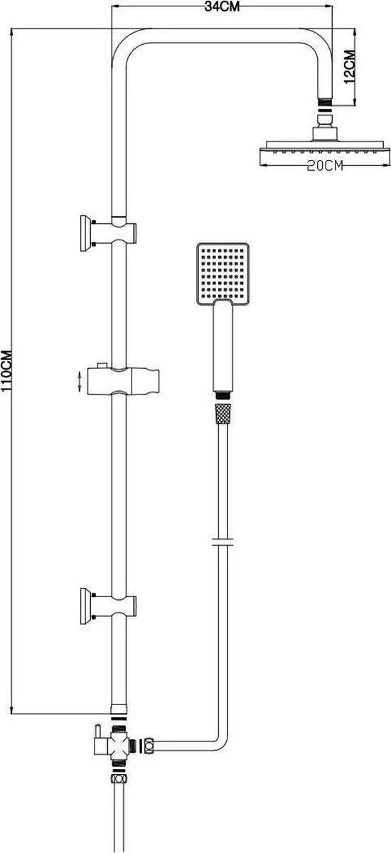 Relaxwonen - Regendouche Set Zwart Met Handdouche - Extra Stevig 4 Relaxwonen - Regendouche Set Zwart Met Handdouche - Extra Stevig - Afbeelding 4