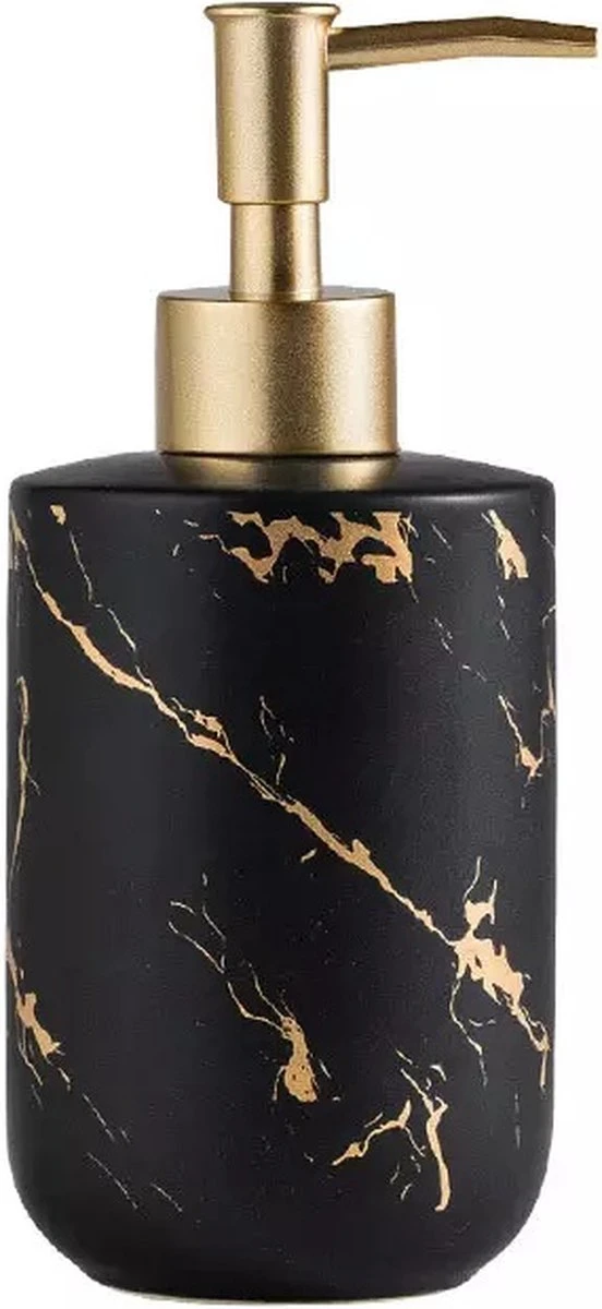 SIEPS Zeepdispenser - Zeeppompje Zwart & Goud - Vrijstaand 400 ML Zeephouder - Keramiek 1 SIEPS Zeepdispenser - Zeeppompje Zwart & Goud - Vrijstaand 400 ML Zeephouder - Keramiek