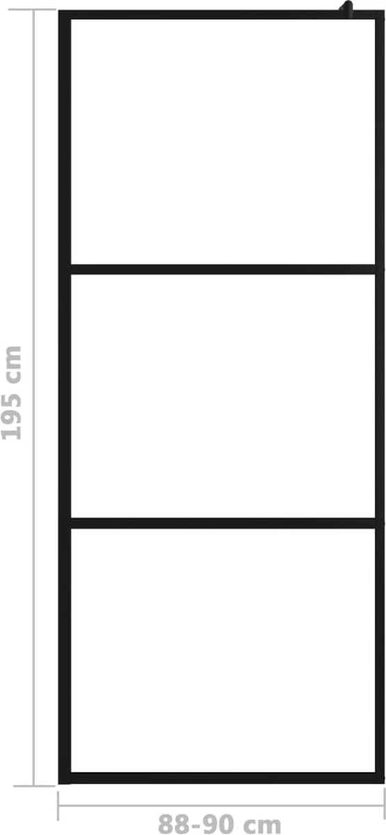 VidaXL Inloopdouchewand Transparant 90x195 Cm ESG-glas Zwart 7 VidaXL Inloopdouchewand Transparant 90x195 Cm ESG-glas Zwart - Afbeelding 7