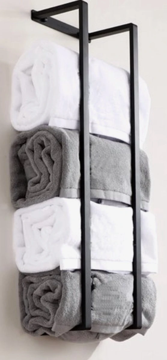 Handdoekrek - 40 Cm - RVS - Handdoekhouder BaderiQ Paris Small - MODEL 2023 - Badkamer Of Toiletruimte - Schroeven Of Plakken - Handdoekenhouders - Handdoekhaak - Rvs Mat Zwart Poedercoating - Small H40xB20xD14 - Ook Beschikbaar In 70 Cm 4 Handdoekrek - 40 Cm - RVS - Handdoekhouder BaderiQ Paris Small - MODEL 2023 - Badkamer Of Toiletruimte - Schroeven Of Plakken - Handdoekenhouders - Handdoekhaak - Rvs Mat Zwart Poedercoating - Small H40xB20xD14 - Ook Beschikbaar In 70 Cm - Afbeelding 4