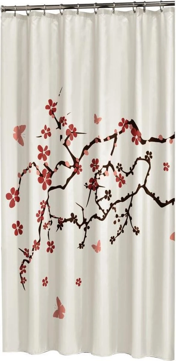 Sealskin Blossom Douchegordijn 180x200 Cm - Polyester - Rood 1 Sealskin Blossom Douchegordijn 180x200 Cm - Polyester - Rood