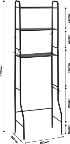 Alora Wc Opbergrek Tracy - Stellingkast Metaal - Opbergrek Metaal - Badkamerrek - Wc Kastje - Zwart -Merkloos Verkoop 585x1200 6