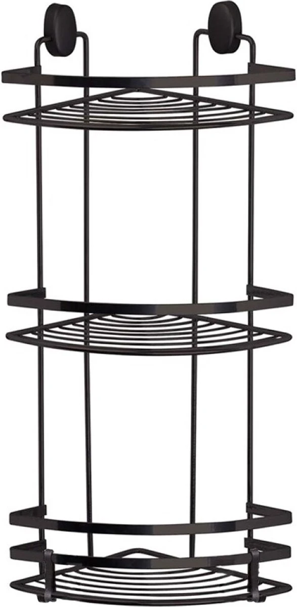 Concorde - Doucherekje Met Haakjes Hoek Model 3-laags - Zwart - H50 Cm 2 Concorde - Doucherekje Met Haakjes Hoek Model 3-laags - Zwart - H50 Cm - Afbeelding 2