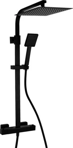 4bathroomz® Zwarte Regendouche Met Thermostaatkraan - 30 Cm Vierkant