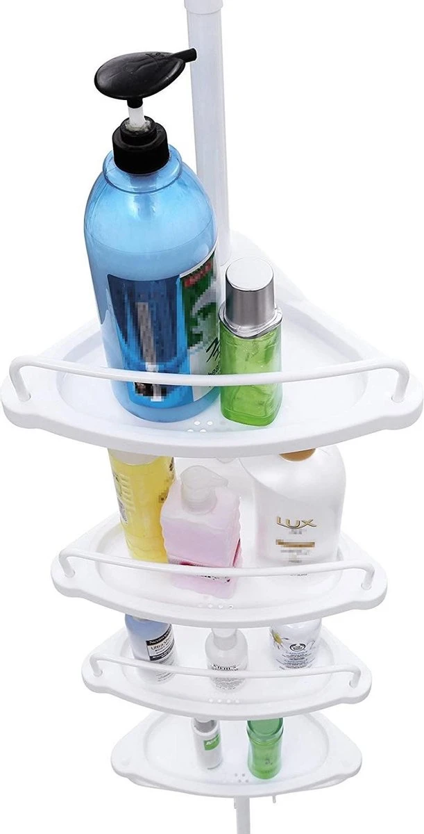 Hoppa! Telescopisch Doucherek Zonder Boren / Uitschuifbaar Douche Rek Van 85-305 Cm - Badopbergrek - Wit 9 Hoppa! Telescopisch Doucherek Zonder Boren / Uitschuifbaar Douche Rek Van 85-305 Cm - Badopbergrek - Wit - Afbeelding 9