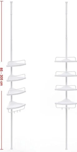 Hoppa! Telescopisch Doucherek Zonder Boren / Uitschuifbaar Douche Rek Van 85-305 Cm - Badopbergrek - Wit 16 Hoppa! Telescopisch Doucherek Zonder Boren / Uitschuifbaar Douche Rek Van 85-305 Cm - Badopbergrek - Wit -Merkloos Verkoop 613x1200 2