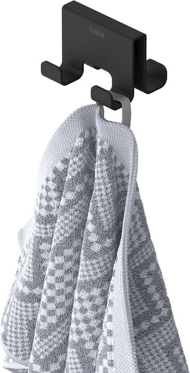Tiger Caddy - Handdoekhaak Voor Douchecabine - Glaspaneel Dikte 6-8 Mm - 3,5 X 7 X 5 Cm - Dubbel - Zwart 7 Tiger Caddy - Handdoekhaak Voor Douchecabine - Glaspaneel Dikte 6-8 Mm - 3,5 X 7 X 5 Cm - Dubbel - Zwart - Afbeelding 7