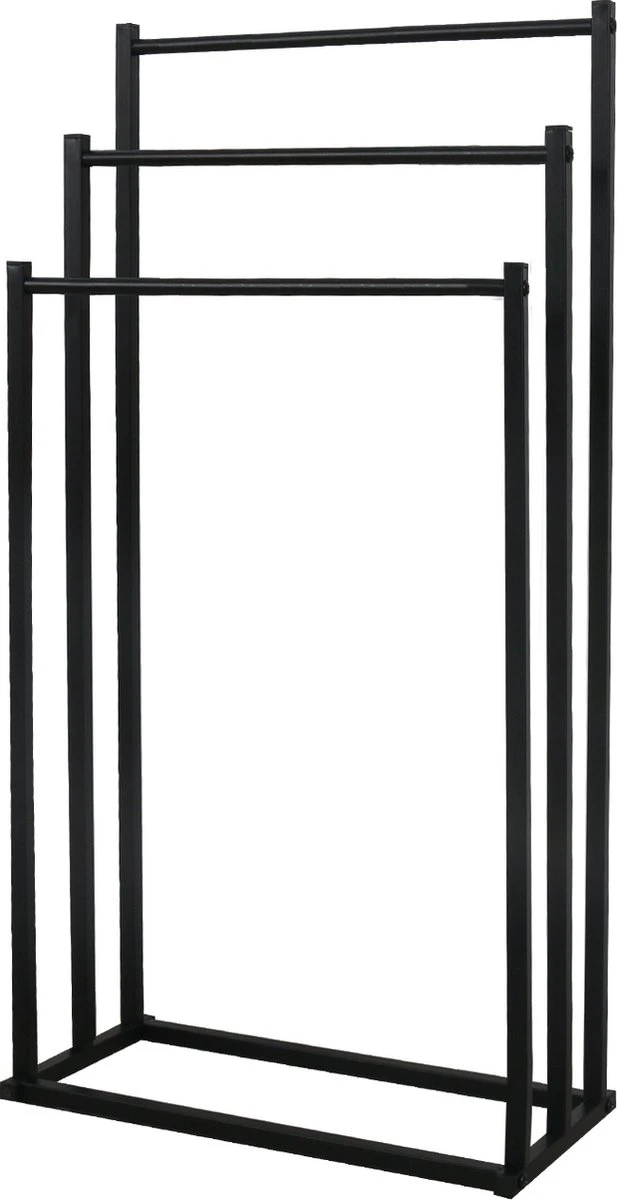 MIRI Handdoekrek – Handdoekhouder – Vrijstaand – Zwart – Staand – Metaal – 3 Rails – Zonder Boren – Badkamer / Keuken 1 MIRI Handdoekrek – Handdoekhouder – Vrijstaand – Zwart – Staand – Metaal – 3 Rails – Zonder Boren – Badkamer / Keuken