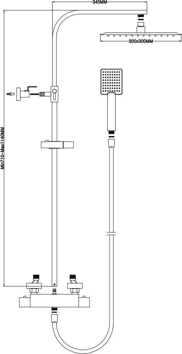 4bathroomz® Zwarte Regendouche Met Thermostaatkraan - 30 Cm Vierkant 6 4bathroomz® Zwarte Regendouche Met Thermostaatkraan - 30 Cm Vierkant - Afbeelding 6