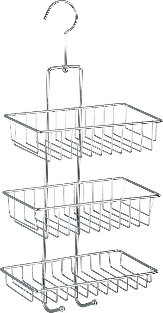 WENKO Doucherek Nivala 3-laags Chroom - Doucherek Zonder Boren - Doucherek Hangend 1 WENKO Doucherek Nivala 3-laags Chroom - Doucherek Zonder Boren - Doucherek Hangend