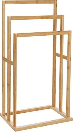 Merkloos Decopatent® Handdoekrek - Vrijstaand Handdoekenrek Voor In Badkamer - Handdoekrek - Bamboe Hout - Handdoek - Droogrek Met 3 Armen -Merkloos Verkoop 667x1200 3