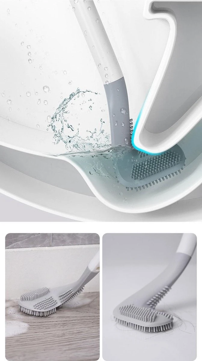 Bradey Toiletborstel Siliconen - WC Borstel Met Houder - Optimale Hygiëne - Golfclub-vorm - Komt In Alle Hoeken 3 Bradey Toiletborstel Siliconen - WC Borstel Met Houder - Optimale Hygiëne - Golfclub-vorm - Komt In Alle Hoeken - Afbeelding 3