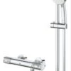 GROHE Grohtherm-1000 Performance Renovatieset - Met Thermostaatkraan, Koppelingen, Glijstang En Hoofddouche - CoolTouch - Chroom