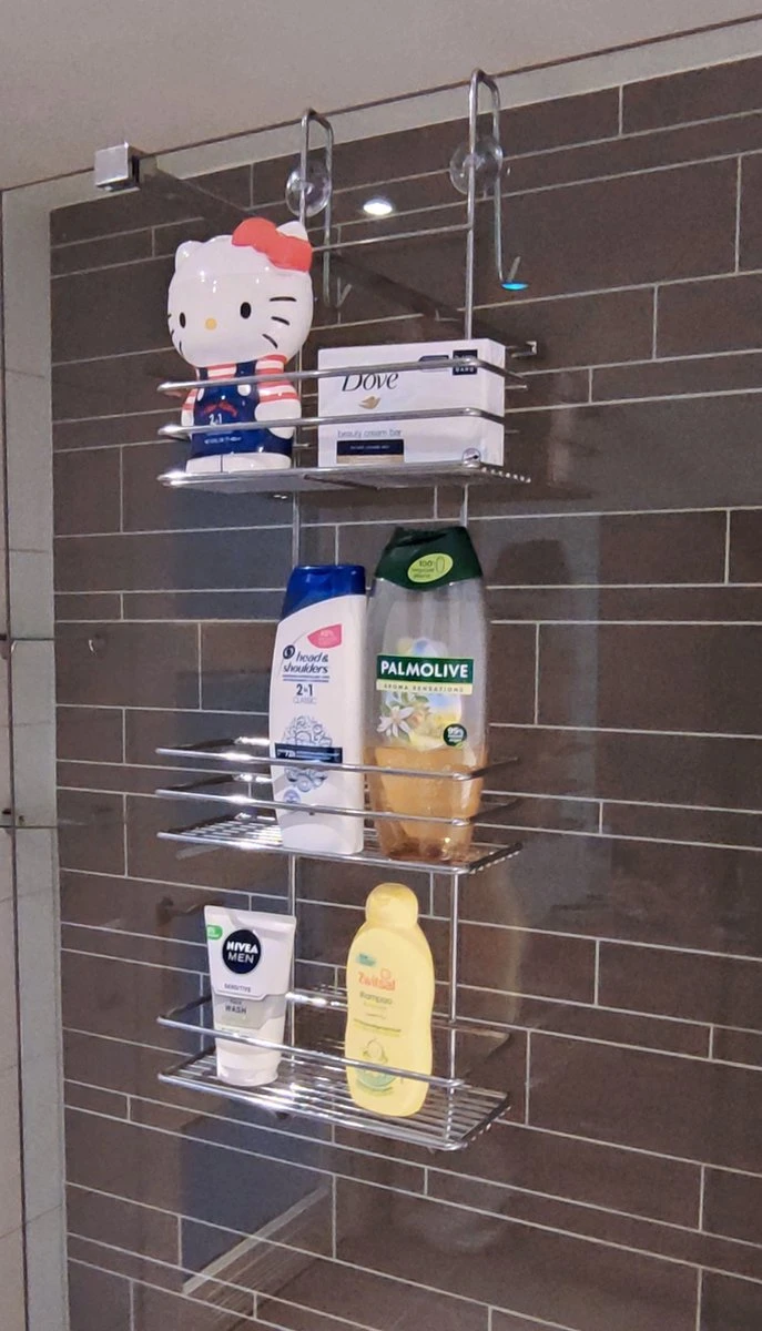 Ball Design Chroom Doucherek-3 Laags-hangend-Doucherek Zonder Boren 4 Ball Design Chroom Doucherek-3 Laags-hangend-Doucherek Zonder Boren - Afbeelding 4