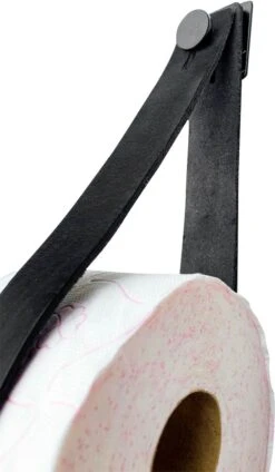 Luxe Leren Toiletrolhouder - Zwart - Reserverolhouder - 100% Volnerfleer - Hangend - Zonder Boren - WC Rol Houder - Closetrolhouder -Merkloos Verkoop 699x1200