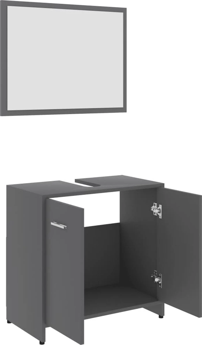 Decoways - Badkamermeubelset Spaanplaat Grijs 5 Decoways - Badkamermeubelset Spaanplaat Grijs - Afbeelding 5