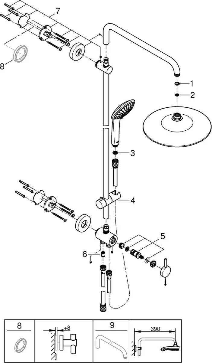 GROHE QuickFix Vitalio Joy 260 Regendouche - Ø 26 Cm - 3 Straalsoorten - Zonder Thermostaatkraan 8 GROHE QuickFix Vitalio Joy 260 Regendouche - Ø 26 Cm - 3 Straalsoorten - Zonder Thermostaatkraan - Afbeelding 8