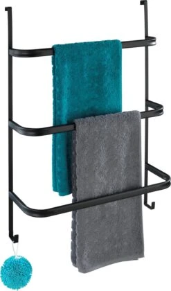 WENKO Handdoekhouder Irpinia 78x55cm Staal Zwart - Handdoekrek - Handdoekenrek Badkamer -Merkloos Verkoop 705x1200