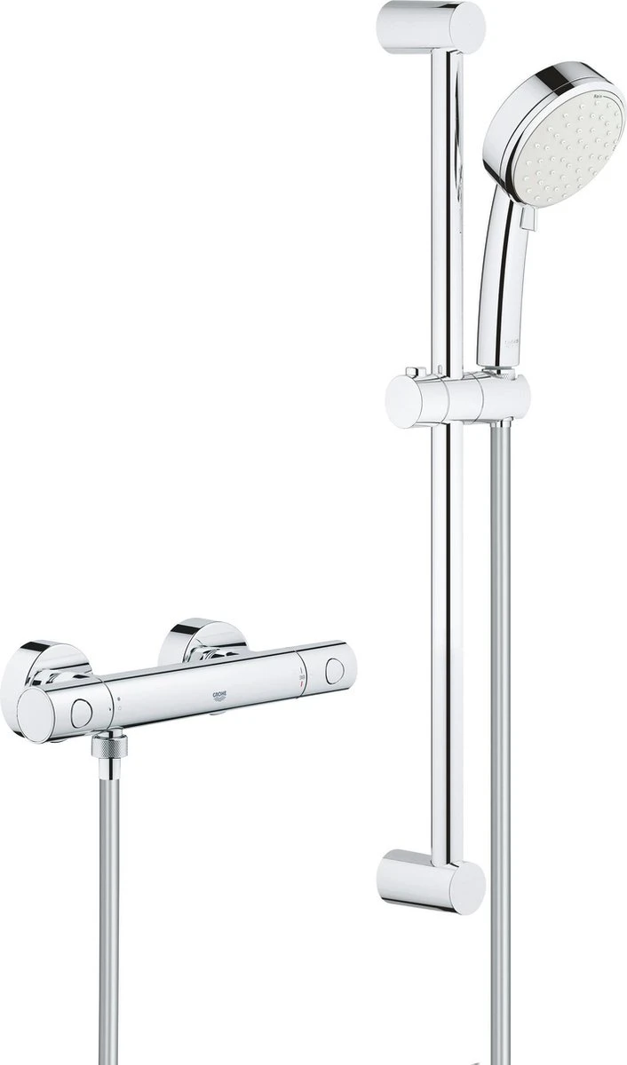GROHE Grohtherm 800 Cosmopolitan Douchekraan - Met Glijstang En Handdouche - Incl. Koppelingen - Chroom - 34768000 1 GROHE Grohtherm 800 Cosmopolitan Douchekraan - Met Glijstang En Handdouche - Incl. Koppelingen - Chroom - 34768000