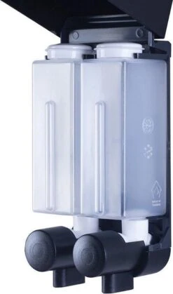 Aquathof, Zeepdispenser, Mat Zwart, 2 Kamer, 2 Reservoirs, 2x250ml - Hangend - Wandmontage -Merkloos Verkoop 708x1200