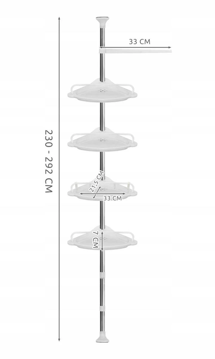 Merkloos Telescopisch Douche Rek - Verstelbaar Hoekrek - Staand Wand Douchemand Wandrek - Badkamer Rek 2 Merkloos Telescopisch Douche Rek - Verstelbaar Hoekrek - Staand Wand Douchemand Wandrek - Badkamer Rek - Afbeelding 2