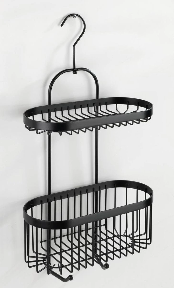 WENKO Doucherek 2-laags Classic Plus Black Mat Zwart - Doucherek Zonder Boren - Doucherek Hangend Zwart 6 WENKO Doucherek 2-laags Classic Plus Black Mat Zwart - Doucherek Zonder Boren - Doucherek Hangend Zwart - Afbeelding 6