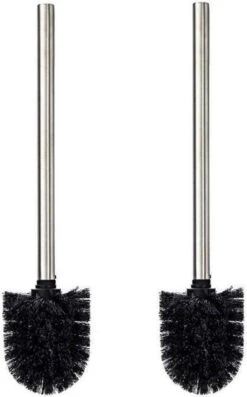 Merkloos Universele Toilet Borstel Zwart Met Handgreep RVS - Wc Borstel - Toiletborstel - Set Van 2