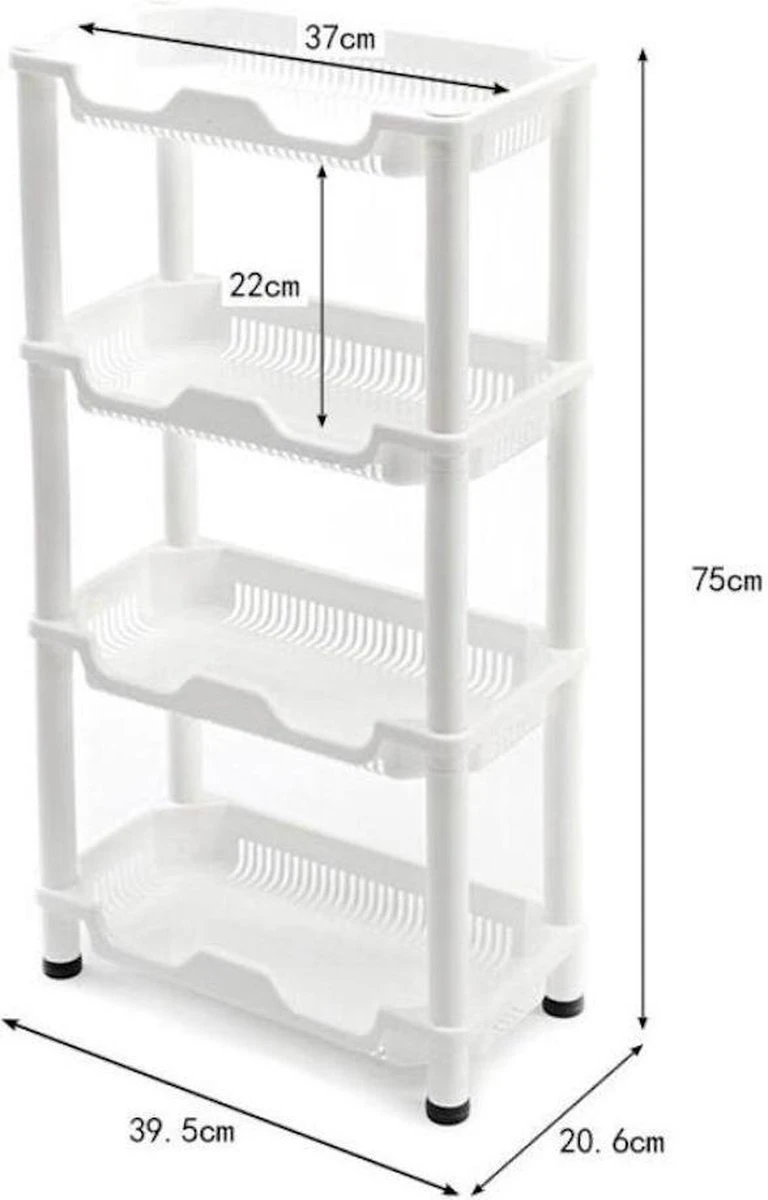 Merkloos Decopatent® 4 Laags Opbergrek -Staand Rek 4 Etages Voor Badkamer - Keuken - Keukenrek - Badkamerrek - Kunststof Rechthoekig Rek 5 Merkloos Decopatent® 4 Laags Opbergrek -Staand Rek 4 Etages Voor Badkamer - Keuken - Keukenrek - Badkamerrek - Kunststof Rechthoekig Rek - Afbeelding 5
