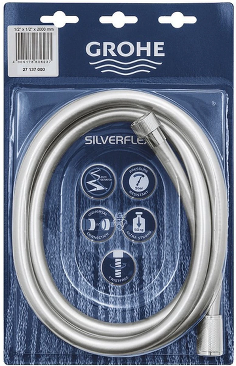 GROHE SilverFlex Doucheslang - 200 Cm - Chroom 2 GROHE SilverFlex Doucheslang - 200 Cm - Chroom - Afbeelding 2