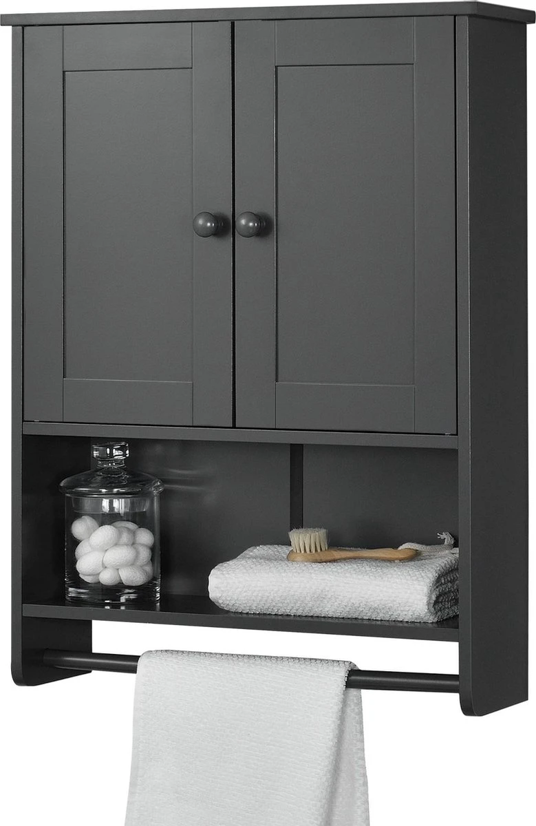 Badkamerkast Steyr Voor Wandmontage 65x48,7x14,5 Cm Donkergrijs 1 Badkamerkast Steyr Voor Wandmontage 65x48,7x14,5 Cm Donkergrijs