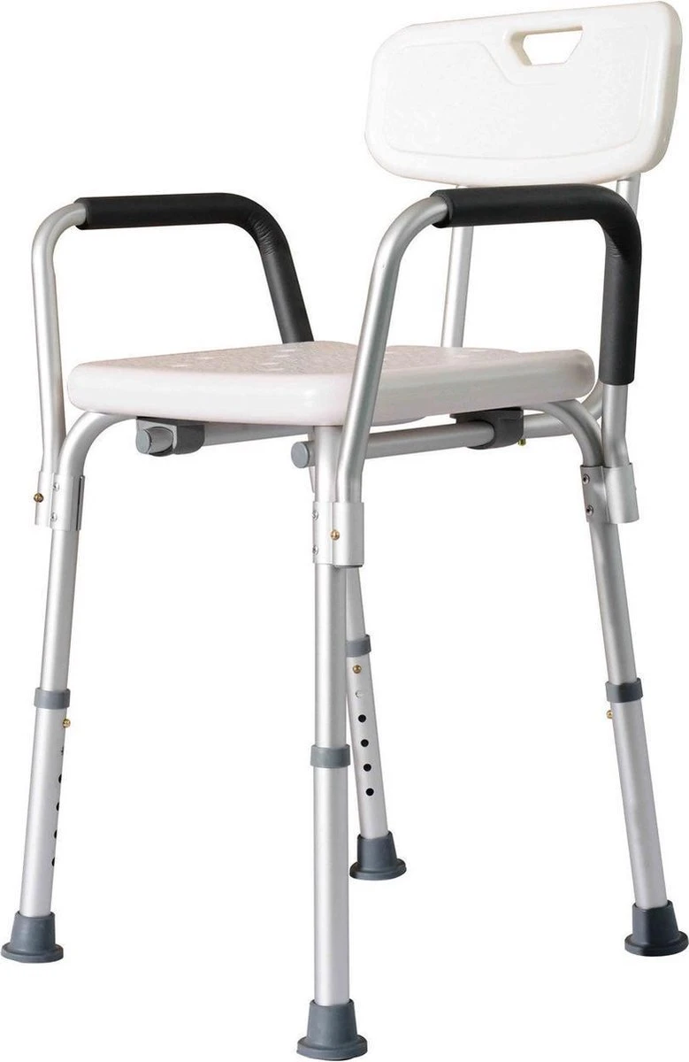 Douchestoel Met Afneembare Rugleuning En Armleuningen - Lichtgewicht En In Hoogte Verstelbaar - Douchekruk 1 Douchestoel Met Afneembare Rugleuning En Armleuningen - Lichtgewicht En In Hoogte Verstelbaar - Douchekruk
