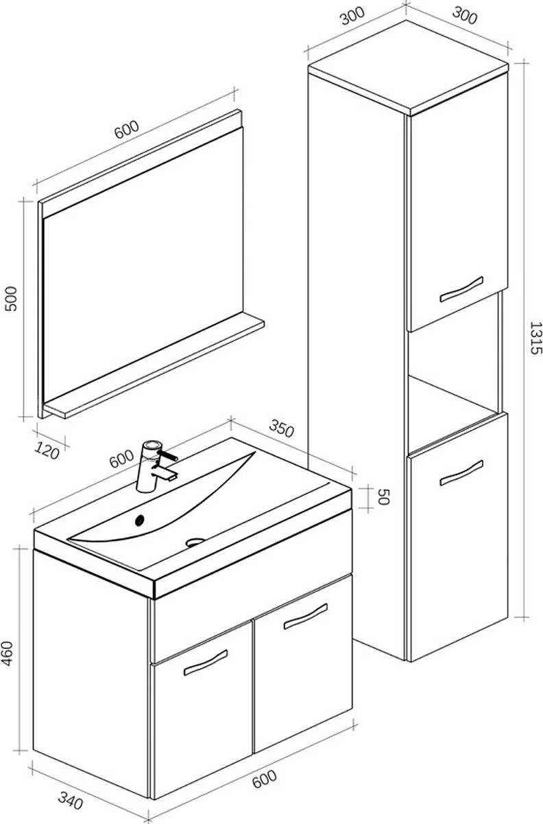 Badplaats Badkamermeubel Set Montreal 60 Cm X 35 Cm - Zwart Hoogglans - Badmeubel Met Spiegel En Zijkast 7 Badplaats Badkamermeubel Set Montreal 60 Cm X 35 Cm - Zwart Hoogglans - Badmeubel Met Spiegel En Zijkast - Afbeelding 7