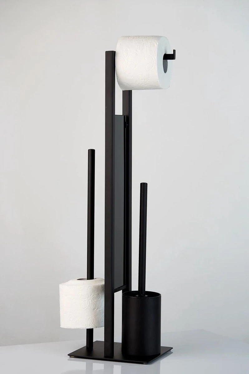 WENKO Toiletbutler Rivalta Zwart - Toiletborstel Met Houder, Toiletrolhouder En Reserverolhouder 8 WENKO Toiletbutler Rivalta Zwart - Toiletborstel Met Houder, Toiletrolhouder En Reserverolhouder - Afbeelding 8