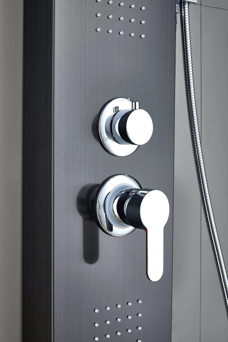 Badplaats Douchepaneel Aras - Zwart - Regendouche Met Mengkraan En Douchekop 2 Badplaats Douchepaneel Aras - Zwart - Regendouche Met Mengkraan En Douchekop - Afbeelding 2