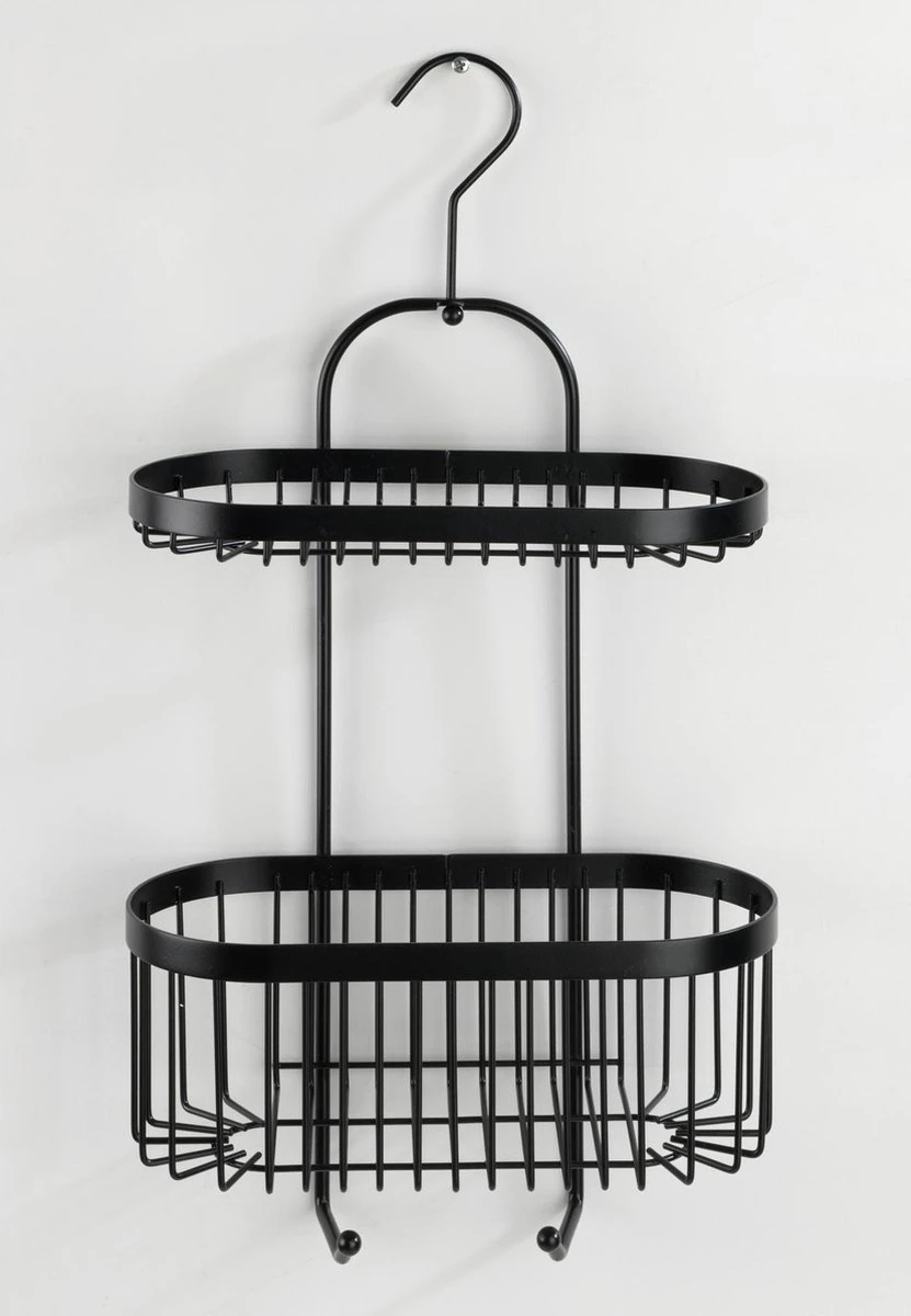 WENKO Doucherek 2-laags Classic Plus Black Mat Zwart - Doucherek Zonder Boren - Doucherek Hangend Zwart 7 WENKO Doucherek 2-laags Classic Plus Black Mat Zwart - Doucherek Zonder Boren - Doucherek Hangend Zwart - Afbeelding 7