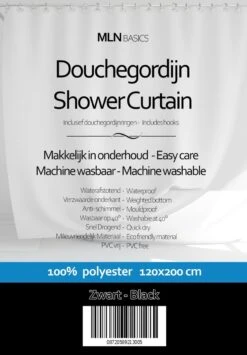 MLN Basics® Douchegordijn | Zwart | 120x200 Cm | Inclusief Ringen | Anti-schimmel 9 MLN Basics® Douchegordijn | Zwart | 120x200 Cm | Inclusief Ringen | Anti-schimmel -Merkloos Verkoop 835x1200 3