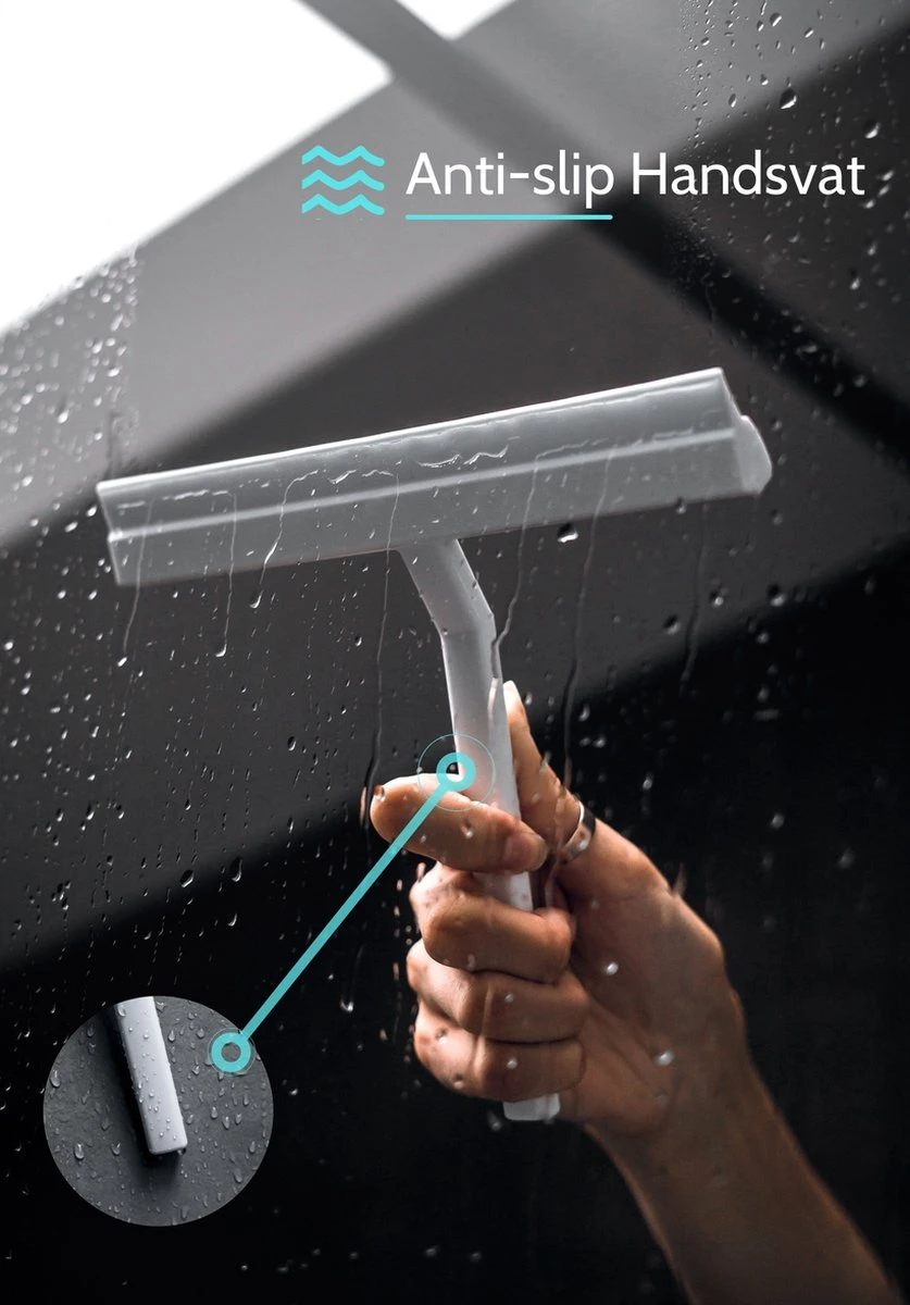 Douchewisser Wit Met Magneetstrip - Badkamer Accessoires - Raamwisser - Trekker Douche - Silicone - 21cm X 20cm 2 Douchewisser Wit Met Magneetstrip - Badkamer Accessoires - Raamwisser - Trekker Douche - Silicone - 21cm X 20cm - Afbeelding 2