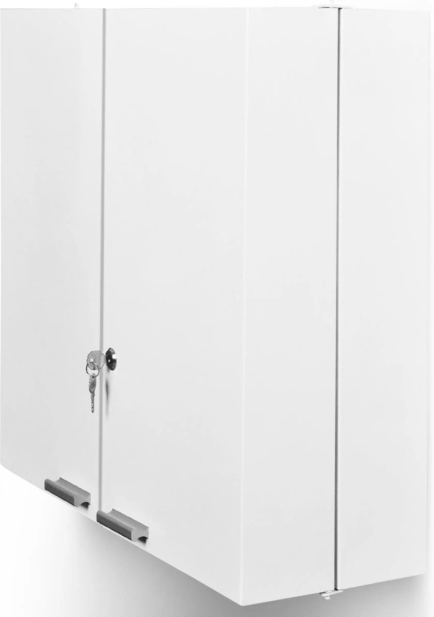 Jago - Afsluitbare XXL Medicijnkast Met 11 Vakken/Compartimenten - Staal - 2 Deuren - 53x53x20 Cm - Wit 2 Jago - Afsluitbare XXL Medicijnkast Met 11 Vakken/Compartimenten - Staal - 2 Deuren - 53x53x20 Cm - Wit - Afbeelding 2