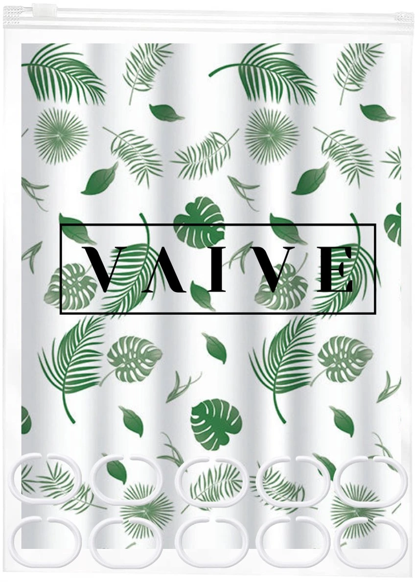 VAIVE Douchegordijn Groen 180x200 - Anti Schimmel - Douchegordijnen - Ringen 6 VAIVE Douchegordijn Groen 180x200 - Anti Schimmel - Douchegordijnen - Ringen - Afbeelding 6