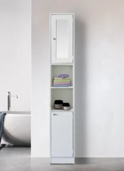 Kolomkast - Opbergkast Badkamer Of Hal - Met Spiegel - 180 Cm Hoog - Wit 8 Kolomkast - Opbergkast Badkamer Of Hal - Met Spiegel - 180 Cm Hoog - Wit -Merkloos Verkoop 875x1200 3