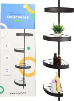 Avint Goods Telescopisch Doucherek Zonder Boren – 4 Laags Badkamerrek Staand – Douche Rek Hoekrek – Zwart -Merkloos Verkoop 878x1200 2