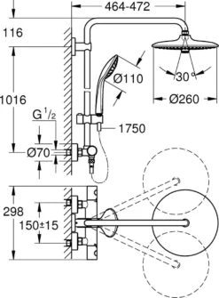 GROHE Euphoria 260 Regendouche - ø 26cm - Met Thermostaatkraan - Chroom 22 GROHE Euphoria 260 Regendouche - ø 26cm - Met Thermostaatkraan - Chroom -Merkloos Verkoop 885x1200 1
